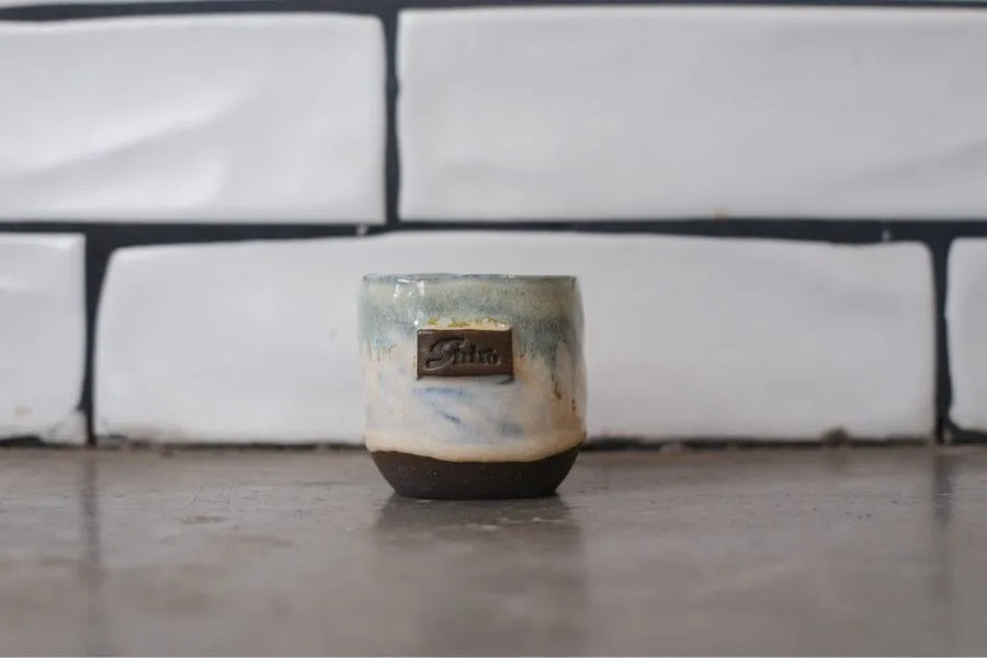 Two-Tone Rustic Brown Handcrafted Ceramic Sake Cup
