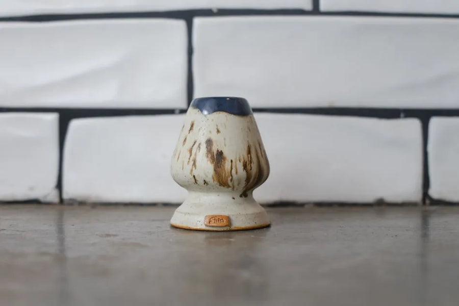 Two-Tone Indigo Handcrafted Ceramic Matcha Tea Whisk Stand