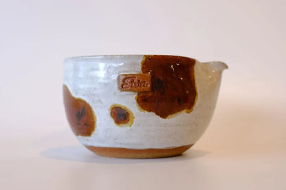 Cow Motif Glaze Handcrafted Ceramic Katakuchi Matcha Bowl