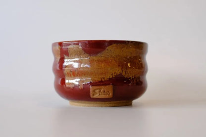 Deep Flambe Red Handcrafted Ceramic Matcha Bowl