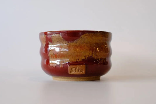 Deep Flambe Red Handcrafted Ceramic Matcha Bowl