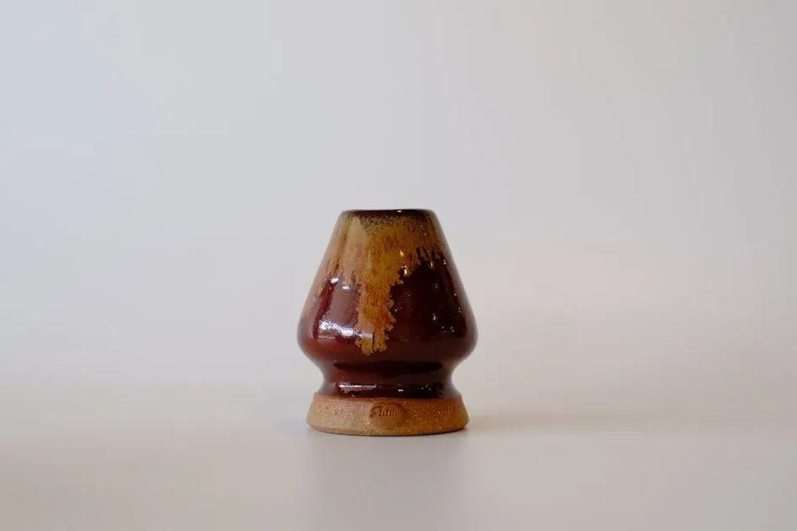 Deep Flambe Red Handcrafted Ceramic Matcha Tea Whisk Stand