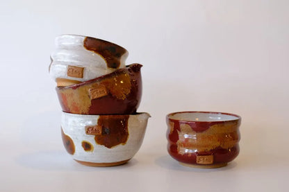 Cow Motif Glaze Handcrafted Ceramic Katakuchi Matcha Bowl